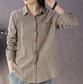 Lapel Striped Long Sleeves Shirt